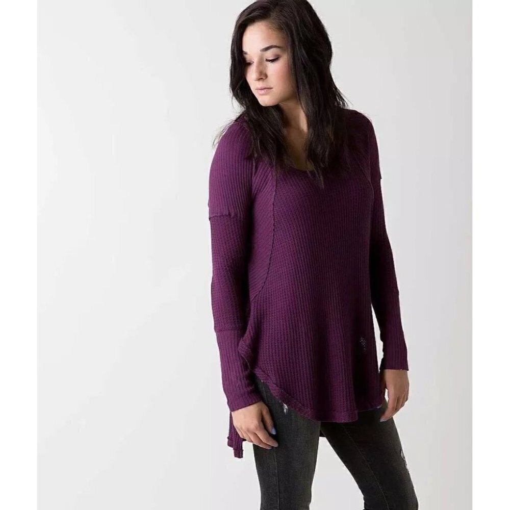 Free People Drippy Ventura Purple Thermal Long Sleeve Top S‎